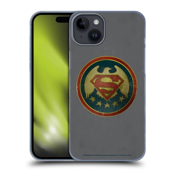 Head Case Designs Officially Licensed Superman DC Comics Logos Distressed Look Badge Hard Back Case Compatible with Apple iPhone 15 Plus