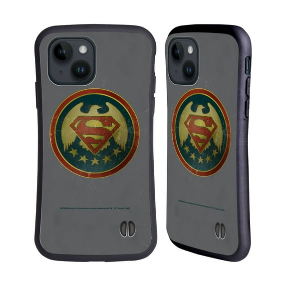 Head Case Designs Officially Licensed Superman DC Comics Logos Distressed Look Badge Hybrid Case Compatible with Apple iPhone 15