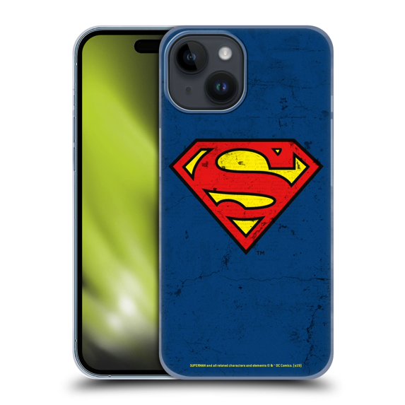 Head Case Designs Officially Licensed Superman DC Comics Logos Distressed Look Hard Back Case Compatible with Apple iPhone 15