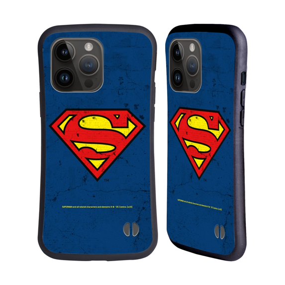 Head Case Designs Officially Licensed Superman DC Comics Logos Distressed Look Hybrid Case Compatible with Apple iPhone 15 Pro Max