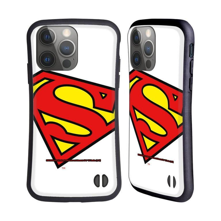 Head Case Designs Officially Licensed Superman DC Comics Logos Oversized Hybrid Case Compatible with Apple iPhone 14 Pro