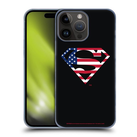 Head Case Designs Officially Licensed Superman DC Comics Logos U.S. Flag 2 Hard Back Case Compatible with Apple iPhone 15 Pro Max
