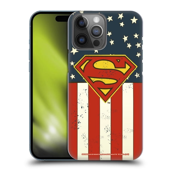 Head Case Designs Officially Licensed Superman DC Comics Logos U.S. Flag Hard Back Case Compatible with Apple iPhone 14 Pro Max