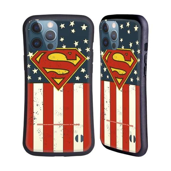 Head Case Designs Officially Licensed Superman DC Comics Logos U.S. Flag Hybrid Case Compatible with Apple iPhone 13 Pro Max