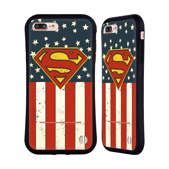 Head Case Designs Officially Licensed Superman DC Comics Logos U.S. Flag Hybrid Case Compatible with Apple iPhone 7 Plus / iPhone 8 Plus