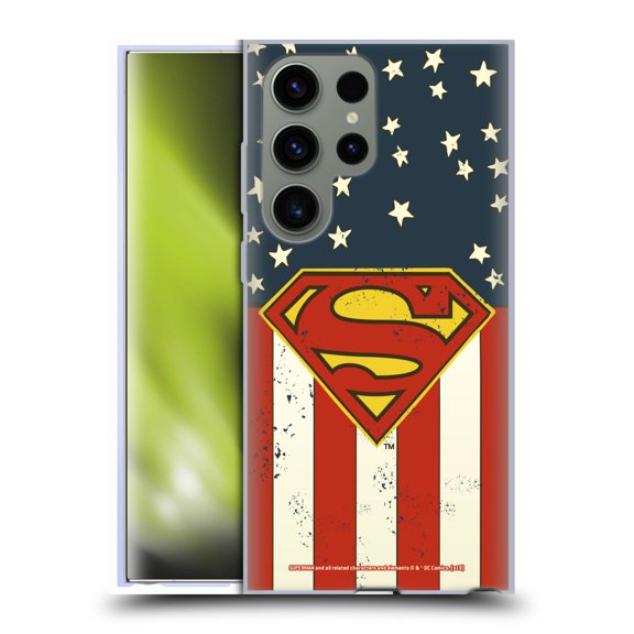 Head Case Designs Officially Licensed Superman DC Comics Logos U.S. Flag Soft Gel Case Compatible with Samsung Galaxy S23 Ultra 5G