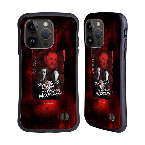 Head Case Designs Officially Licensed Supernatural Graphic Castiel Hybrid Case Compatible with Apple iPhone 15 Pro