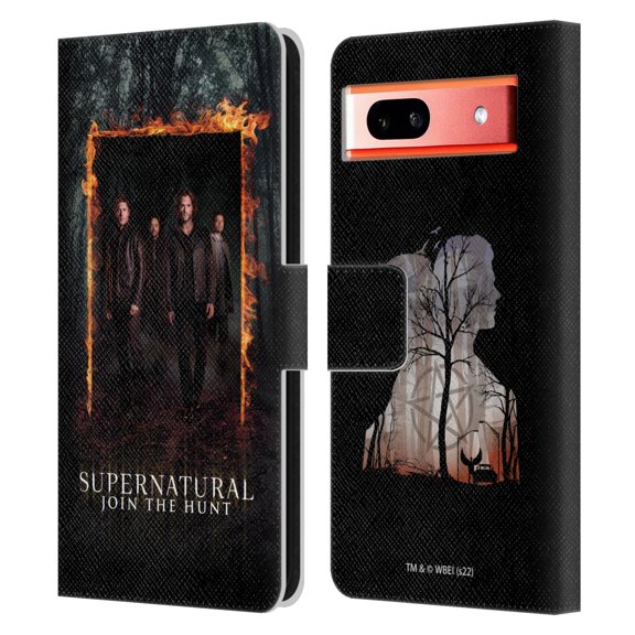 Head Case Designs Officially Licensed Supernatural Key Art Sam, Dean, Castiel & Crowley Leather Book Wallet Case Cover Compatible with Google Pixel 7a