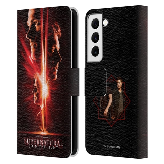 Head Case Designs Officially Licensed Supernatural Key Art Sam, Dean & Castiel Leather Book Wallet Case Cover Compatible with Samsung Galaxy S22 5G