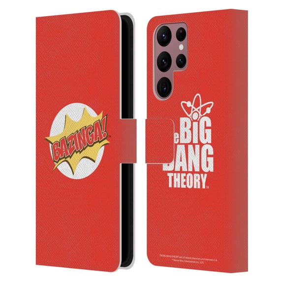 Head Case Designs Officially Licensed The Big Bang Theory Bazinga Pop Art Leather Book Wallet Case Cover Compatible with Samsung Galaxy S22 Ultra 5G