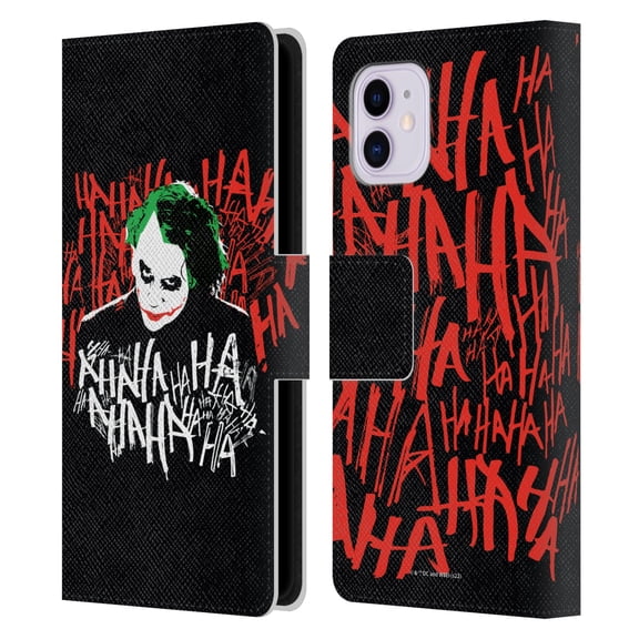 Head Case Designs Officially Licensed The Dark Knight Graphics Joker Laugh Leather Book Wallet Case Cover Compatible with Apple iPhone 11