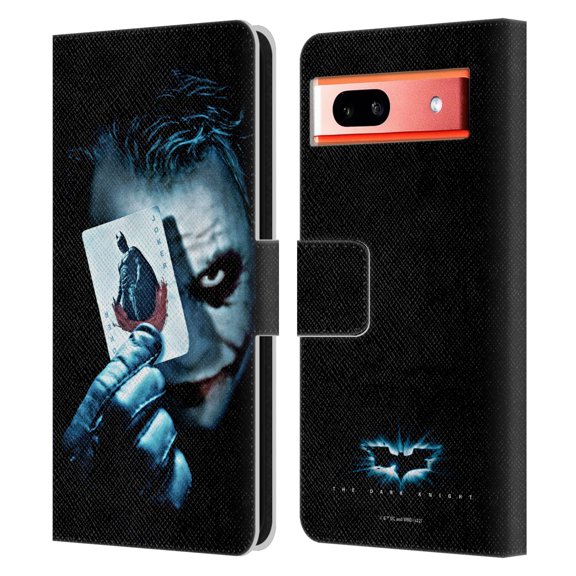 Head Case Designs Officially Licensed The Dark Knight Key Art Joker Card Leather Book Wallet Case Cover Compatible with Google Pixel 7a