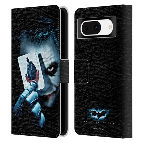Head Case Designs Officially Licensed The Dark Knight Key Art Joker Card Leather Book Wallet Case Cover Compatible with Google Pixel 8