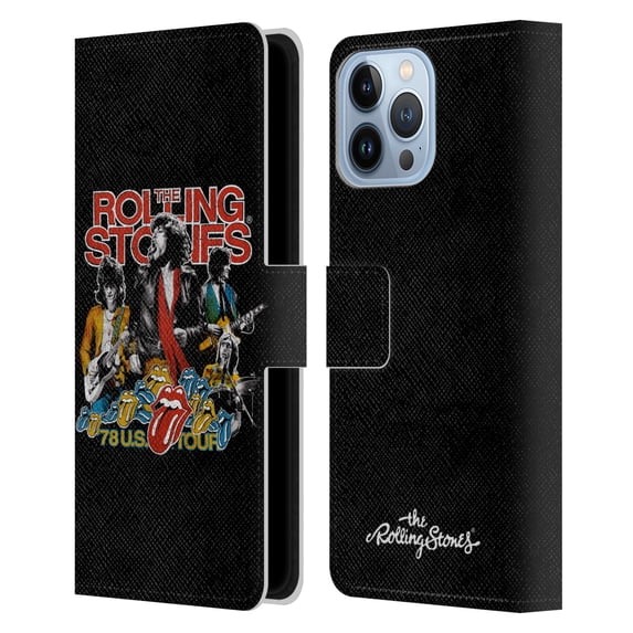 Head Case Designs Officially Licensed The Rolling Stones Key Art 78 Us Tour Vintage Leather Book Wallet Case Cover Compatible with Apple iPhone 13 Pro Max