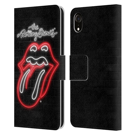 Head Case Designs Officially Licensed The Rolling Stones Licks Collection Neon Leather Book Wallet Case Cover Compatible with Apple iPhone XR