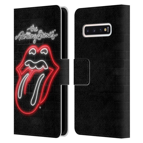 Head Case Designs Officially Licensed The Rolling Stones Licks Collection Neon Leather Book Wallet Case Cover Compatible with Samsung Galaxy S10
