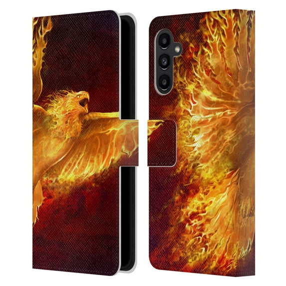 Head Case Designs Officially Licensed Tom Wood Fire Creatures Phoenix Leather Book Wallet Case Cover Compatible with Samsung Galaxy A13 5G (2021)