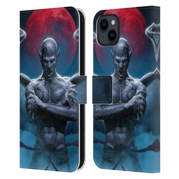 Head Case Designs Officially Licensed Tom Wood Horror Blood Moon Leather Book Wallet Case Cover Compatible with Apple iPhone 15 Plus