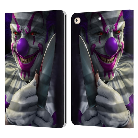 Head Case Designs Officially Licensed Tom Wood Horror Mischief The Clown Leather Book Wallet Case Cover Compatible with Apple iPad 9.7 2017 / iPad 9.7 2018