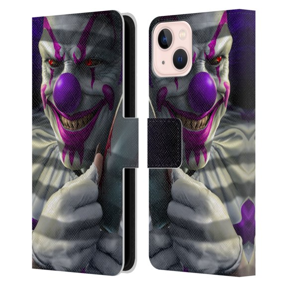 Head Case Designs Officially Licensed Tom Wood Horror Mischief The Clown Leather Book Wallet Case Cover Compatible with Apple iPhone 13
