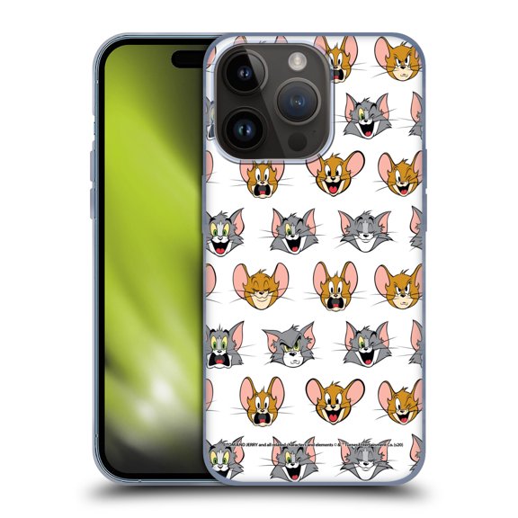 Head Case Designs Officially Licensed Tom and Jerry Patterns Expressions Soft Gel Case Compatible with Apple iPhone 15 Pro