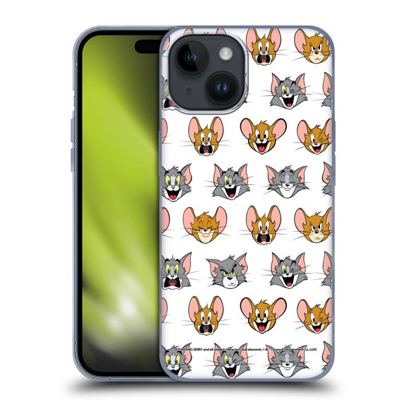 Head Case Designs Officially Licensed Tom and Jerry Patterns Expressions Soft Gel Case Compatible with Apple iPhone 15