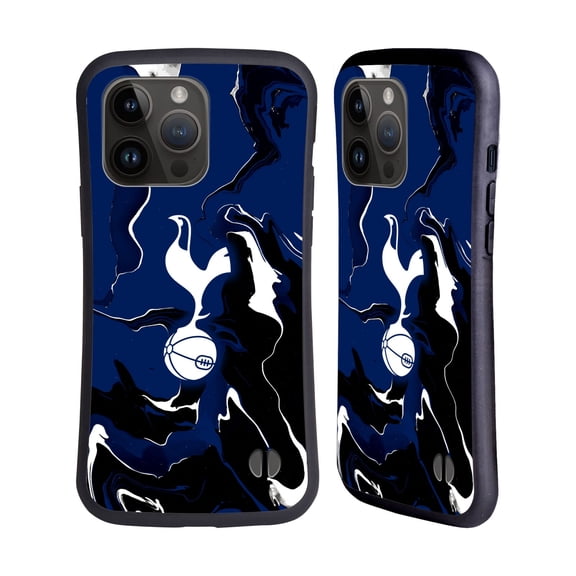 Head Case Designs Officially Licensed Tottenham Hotspur F.C. Badge Marble Hybrid Case Compatible with Apple iPhone 15 Pro Max