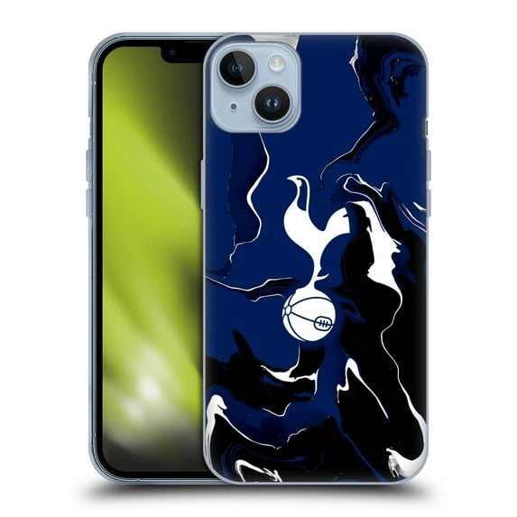 Head Case Designs Officially Licensed Tottenham Hotspur F.C. Badge Marble Soft Gel Case Compatible with Apple iPhone 14 Plus