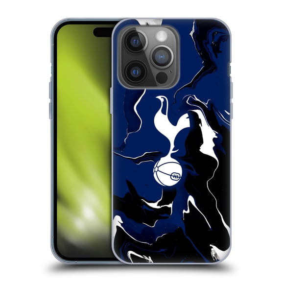 Head Case Designs Officially Licensed Tottenham Hotspur F.C. Badge Marble Soft Gel Case Compatible with Apple iPhone 14 Pro