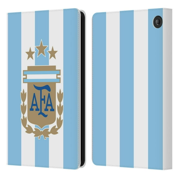 Head Case Designs Officially Licensed Argentina National Football Team 2024/25 Crest Kit Home Leather Wallet Case Compatible with Amazon Fire 7 2022