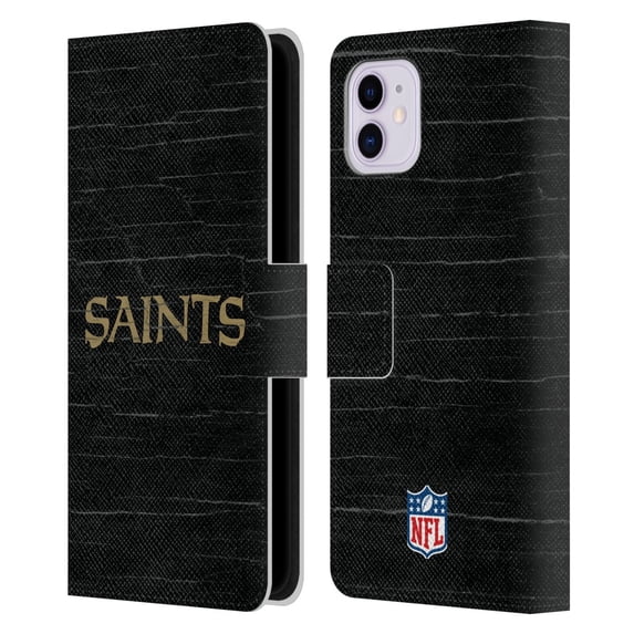 Head Case Designs NFL New Orleans Saints Logo Distressed Look Leather Book Wallet Case Cover For Apple iPhone 11