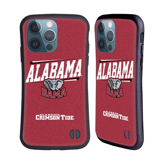Head Case Designs Officially Licensed University Of Alabama UA The University Of Alabama Double Bar Hybrid Case Compatible with Apple iPhone 13 Pro