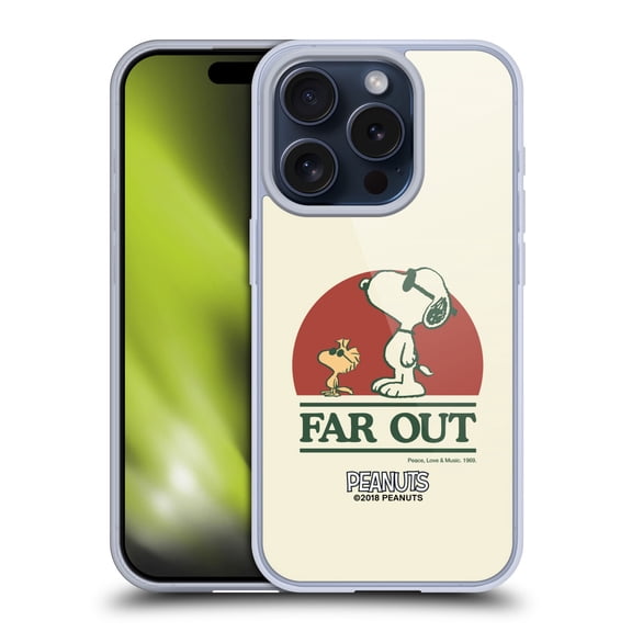 Head Case Designs Peanuts Woodstock 50th Snoopy Woodstock Far Out Soft Gel Case for Apple iPhone 15 Pro