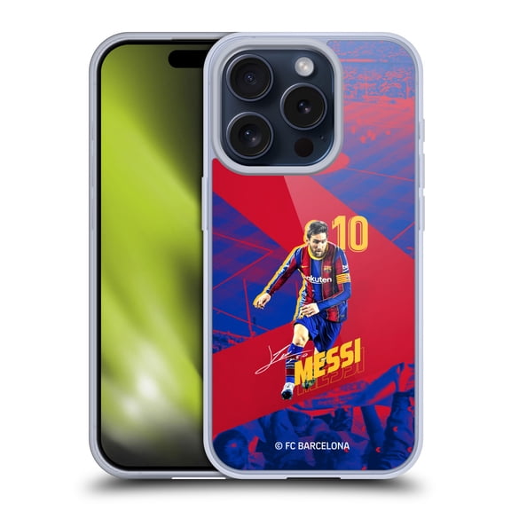 Head Case Designs FC Barcelona 2020/21 First Team Group 1 Lionel Messi Soft Gel Case for Apple iPhone 15 Pro
