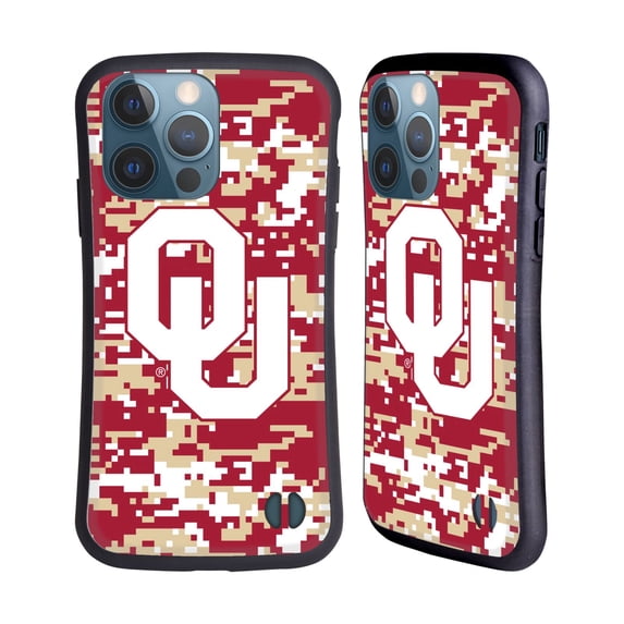 Head Case Designs Officially Licensed University of Oklahoma OU The University of Oklahoma Digital Camouflage Hybrid Case Compatible with Apple iPhone 13 Pro