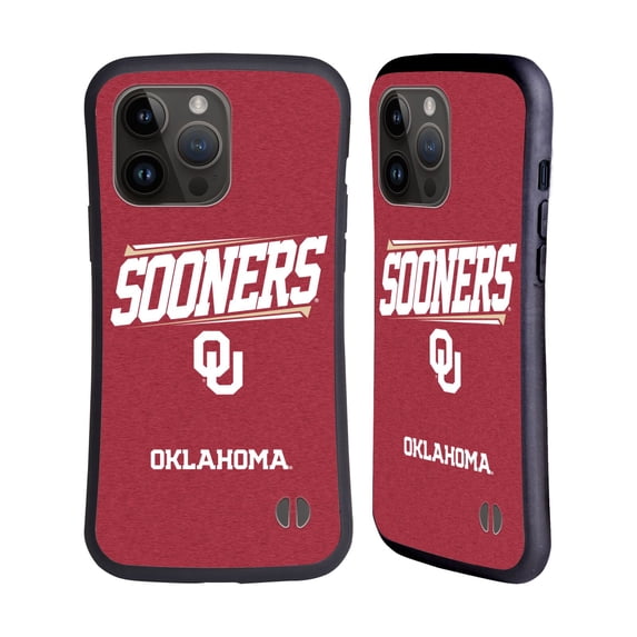 Head Case Designs Officially Licensed University of Oklahoma OU The University of Oklahoma Double Bar Hybrid Case Compatible with Apple iPhone 15 Pro Max