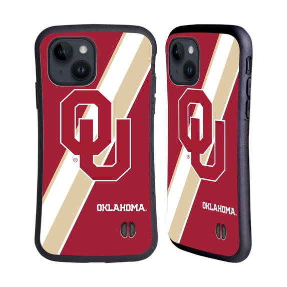 Head Case Designs Officially Licensed University of Oklahoma OU The University of Oklahoma Stripes Hybrid Case Compatible with Apple iPhone 15