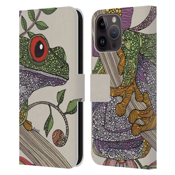 Head Case Designs Officially Licensed Valentina Animals And Floral Phileus Frog Leather Book Wallet Case Cover Compatible with Apple iPhone 15 Pro Max