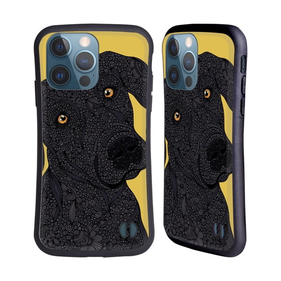 Head Case Designs Officially Licensed Valentina Dogs Black Labrador Hybrid Case Compatible with Apple iPhone 13 Pro