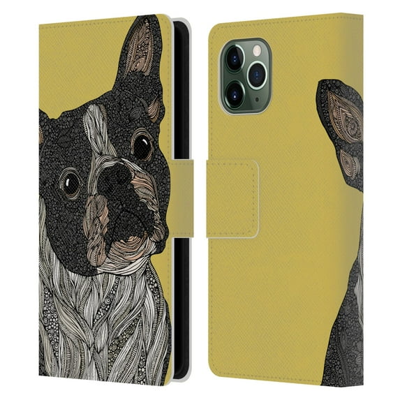 Head Case Designs Officially Licensed Valentina Dogs French Bulldog Leather Book Wallet Case Cover Compatible with Apple iPhone 11 Pro