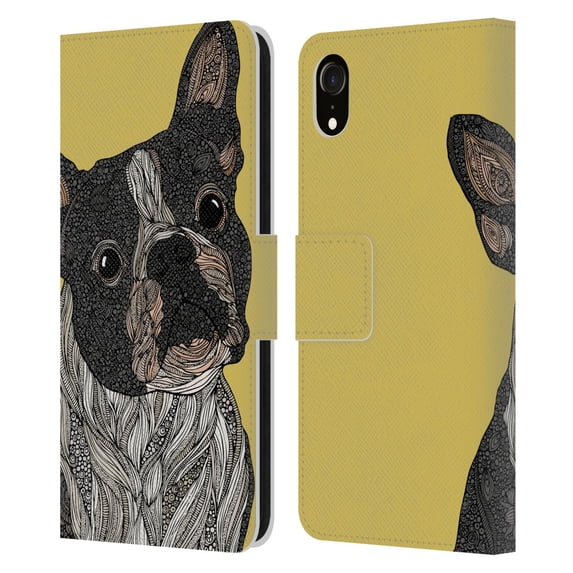 Head Case Designs Officially Licensed Valentina Dogs French Bulldog Leather Book Wallet Case Cover Compatible with Apple iPhone XR