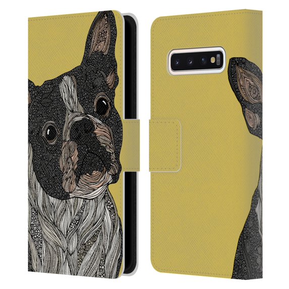Head Case Designs Officially Licensed Valentina Dogs French Bulldog Leather Book Wallet Case Cover Compatible with Samsung Galaxy S10