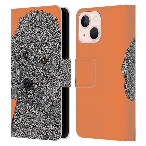 Head Case Designs Officially Licensed Valentina Dogs Poodle Leather Book Wallet Case Cover Compatible with Apple iPhone 13 Mini