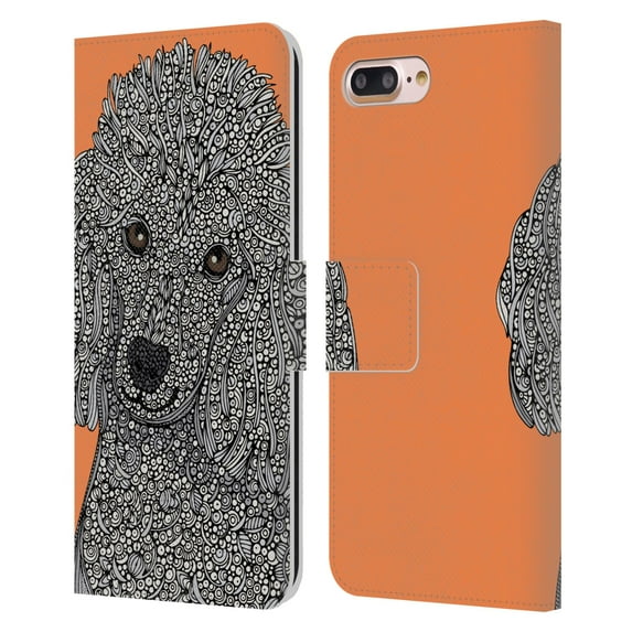 Head Case Designs Officially Licensed Valentina Dogs Poodle Leather Book Wallet Case Cover Compatible with Apple iPhone 7 Plus / iPhone 8 Plus