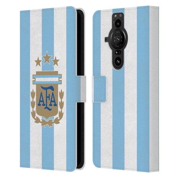 Head Case Designs Officially Licensed Argentina National Football Team 2024/25 Crest Kit Home Leather Wallet Case Compatible with Sony Xperia Pro-I