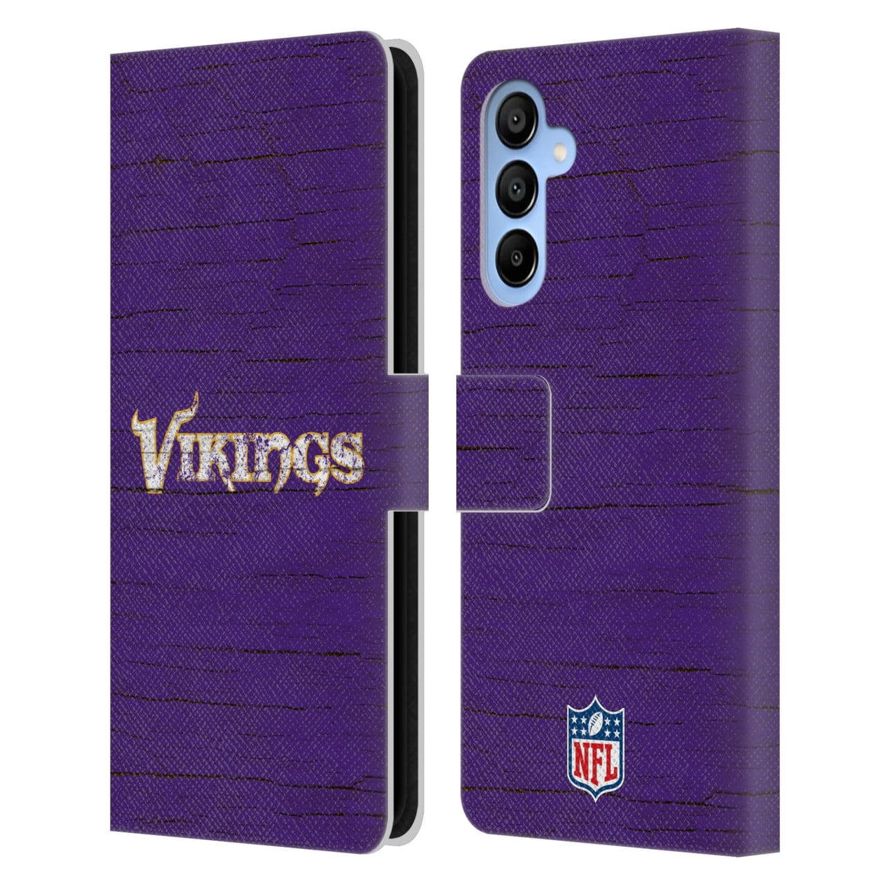 Head Case Designs NFL Minnesota Vikings Logo Distressed Look Leather Book Wallet Case Cover For Samsung Galaxy A16 5G