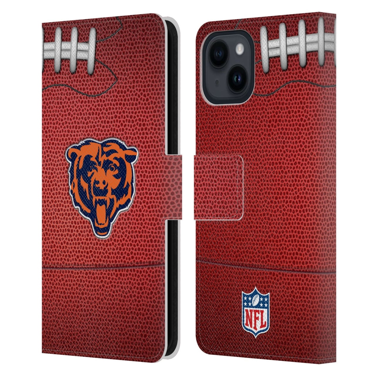 Head Case Designs NFL Chicago Bears Graphics Football Leather Book Wallet Case Cover For Apple iPhone 15