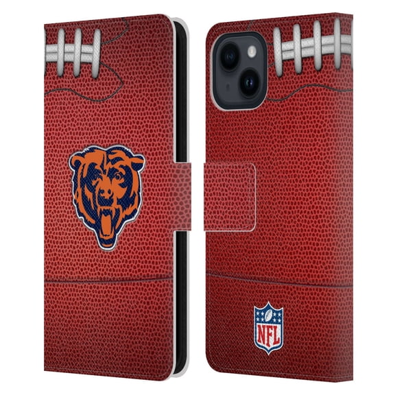 Head Case Designs NFL Chicago Bears Graphics Football Leather Book Wallet Case Cover For Apple iPhone 15