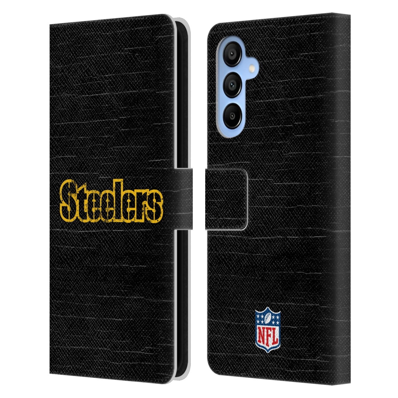 Head Case Designs NFL Pittsburgh Steelers Logo Distressed Look Leather Book Wallet Case Cover For Samsung Galaxy A16 5G