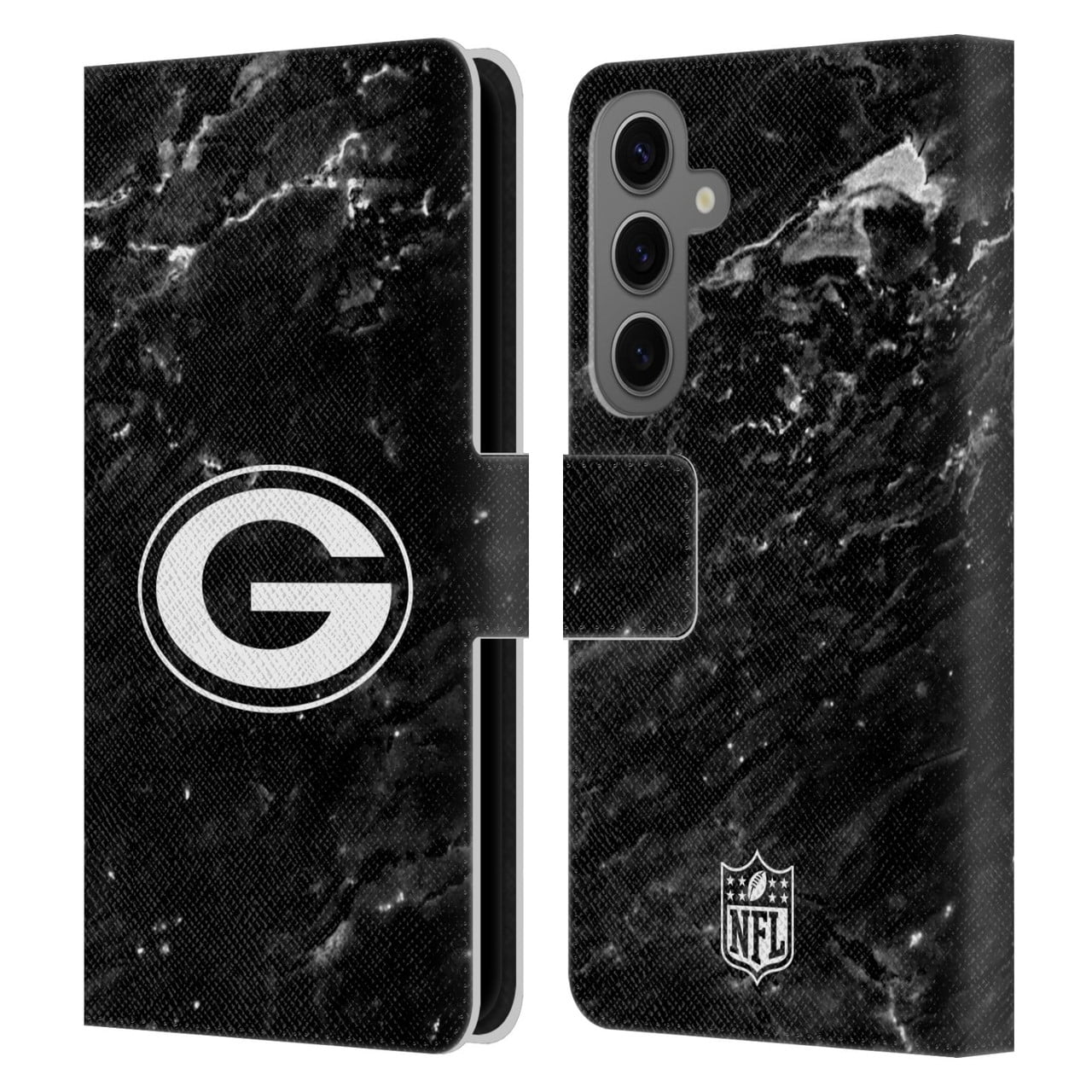Head Case Designs NFL Green Bay Packers Artwork Marble Leather Book Wallet Case Cover For Samsung Galaxy S25